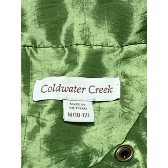 Coldwater Creek Womens Green Sleeveless Shiny Vest Jacket Full Zip Snap Medium - Picture 9 of 16